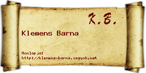 Klemens Barna névjegykártya